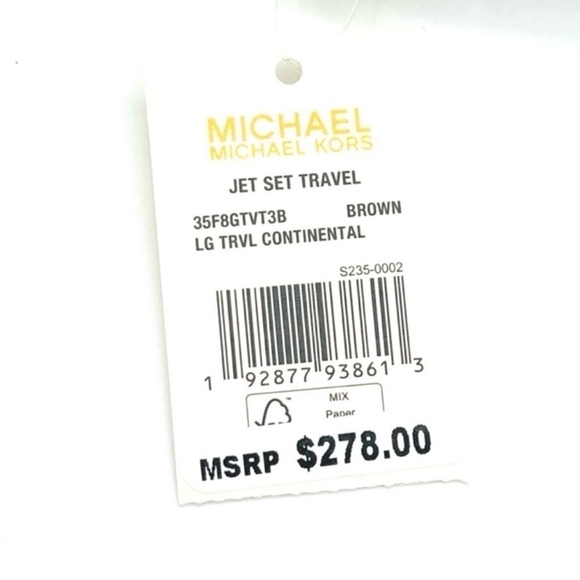 Michael Kors Large Continental Wallet Wristlet Brown - Picture 8 of 8